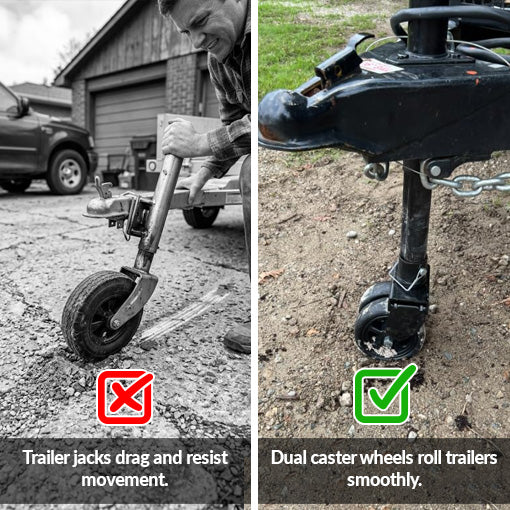 Heavy Duty Dual 6" Trailer Jack Swivel Caster