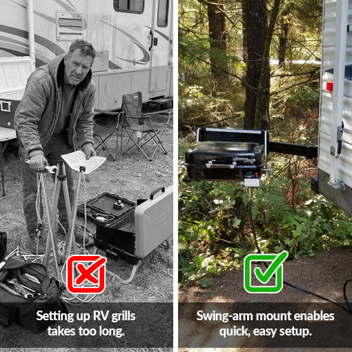 RV Bumper-Mounted Swing Arm Assembly