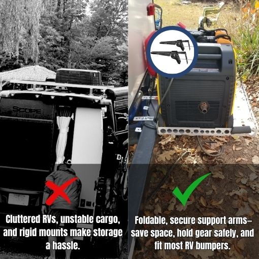 RV Bumper-Mounted Folding Support Arms