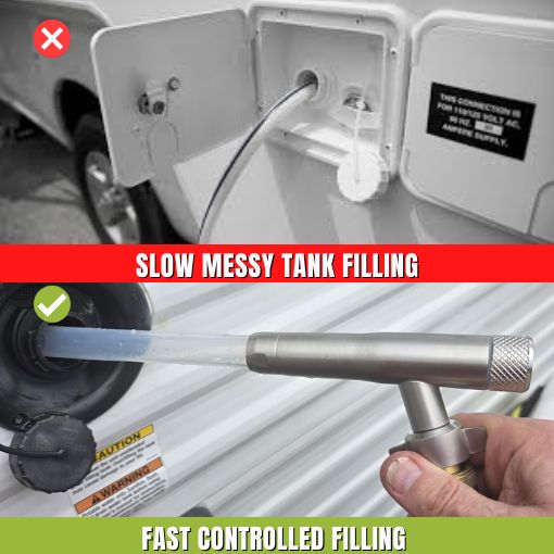 Stainless Steel RV Water Tank Filler with Shutoff Valve