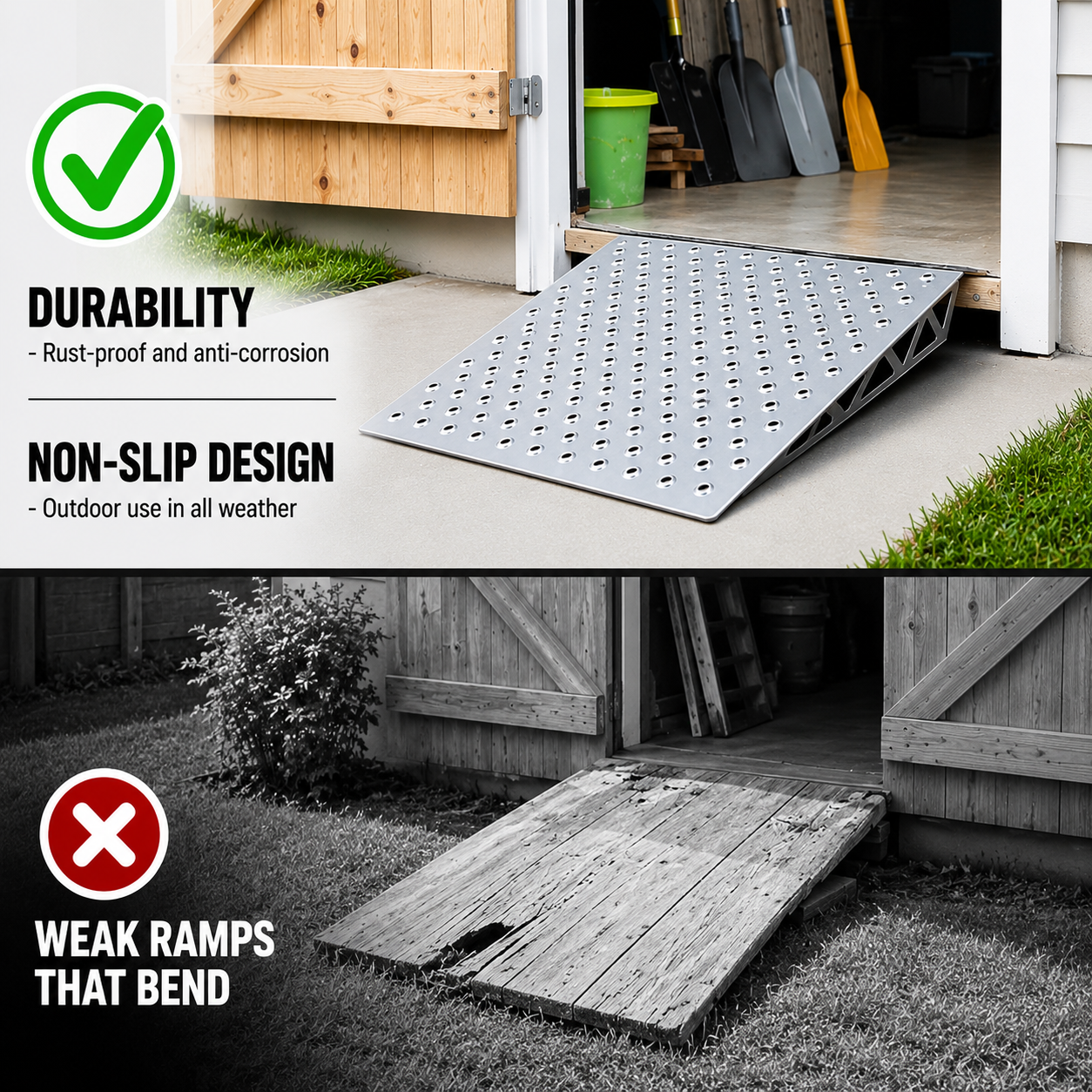 2-Pack Heavy-Duty Shed Loading Ramps Kit for Mowers & Tractors