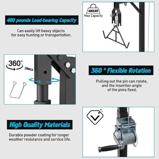 360-Degree Swivel Heavy Duty Hitch-Mounted Lifting System