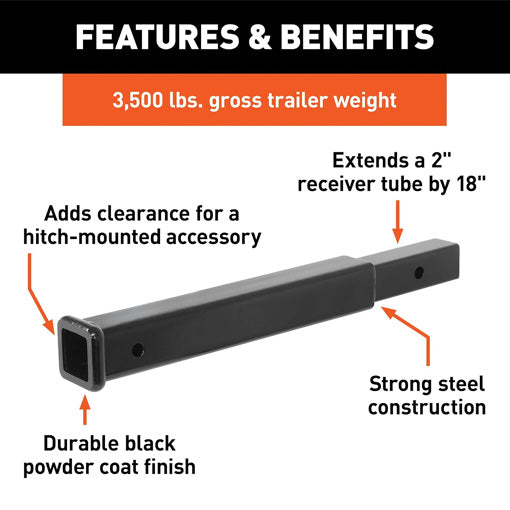 18-Inch Long Trailer Hitch Extension