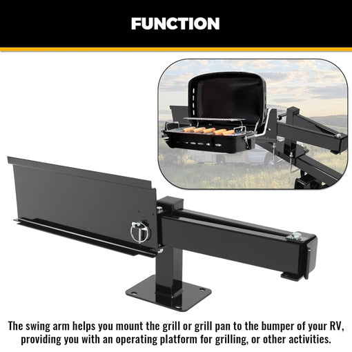 RV Bumper-Mounted Swing Arm Assembly