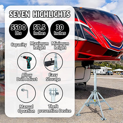 5th-Wheel RV King Pin Quadripod Stabilizer