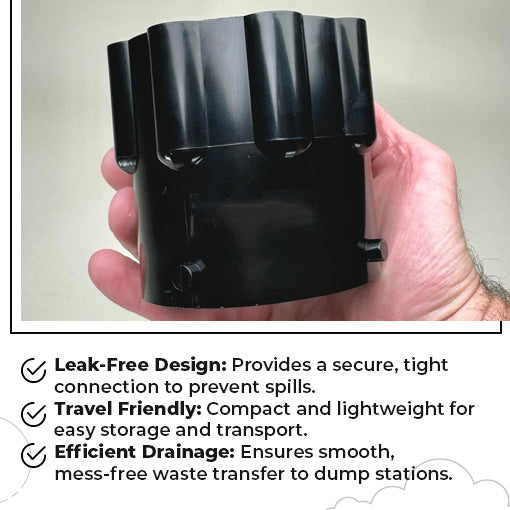 RV Sewage Adapter for Cassettes and Portable Toilets