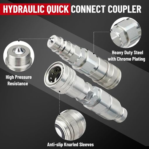 Flat Face ISO 16028 to Ag ISO 5675 Pioneer Style Hydraulic Quick Connect Coupler Adapter Set