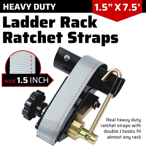 Ladder Rack Ratchet Straps with J-Hook