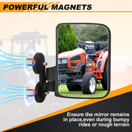 Universal Magnetic Side Mirrors for Tractors, Forklifts, Lawn Mowers