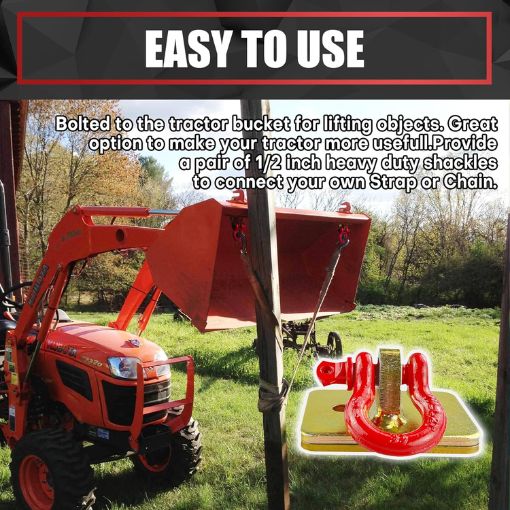 2-Pack Bolt-on Tractor Bucket Grab Clevis Mount Hooks