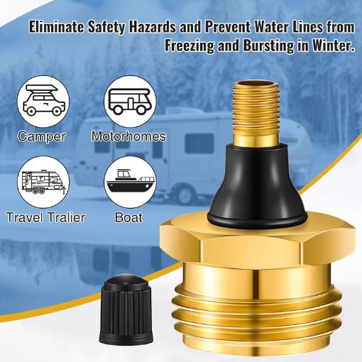 2-Pack RV Blow Out Plug with Schrader Valve Fitting