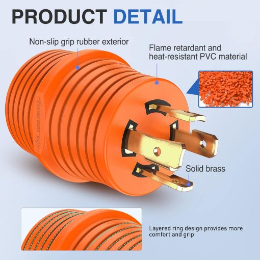 30A Heavy-Duty RV Power Adapter (Locking to Standard Plug)