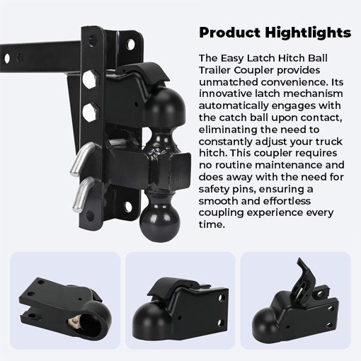 Easy Latch Hitch Ball Trailer Coupler
