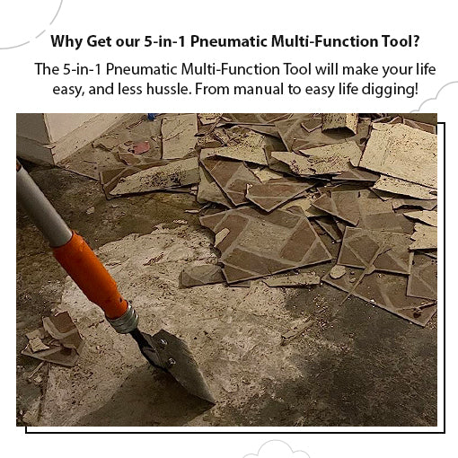 5-in-1 Pneumatic Multi-Function Tool (with Scraper, Shovel, and Chisel Attachments)