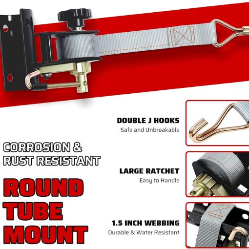 Ladder Rack Ratchet Straps with J-Hook