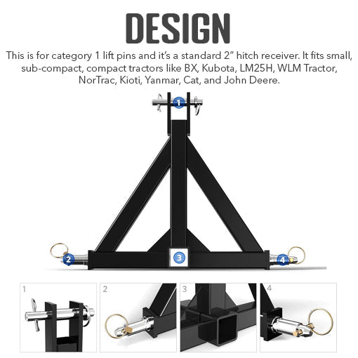 Tractor 3 Point Receiver Trailer Hitch