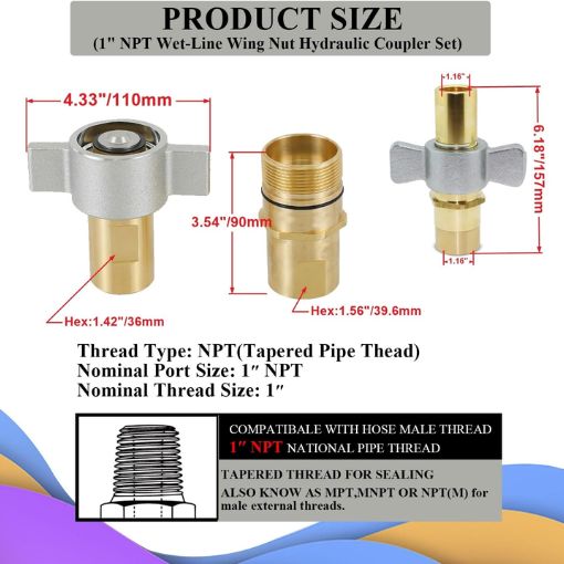 1" NPT Heavy Duty Hydraulic Quick Connect Coupler