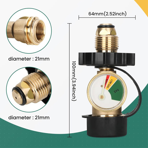 Universal Fit POL Propane Tank Adapter with Gauge