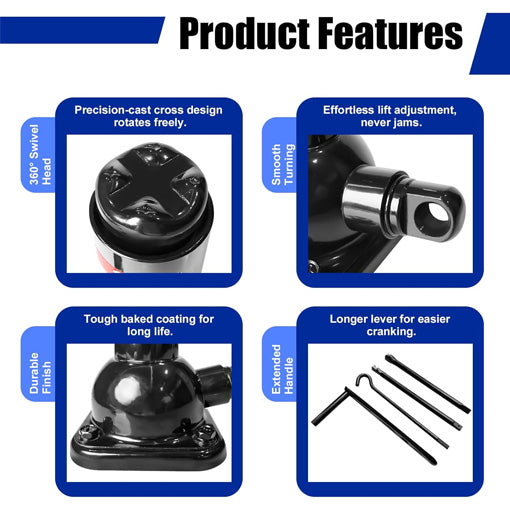 2-Ton Spiral Car Jack with Telescoping Handle