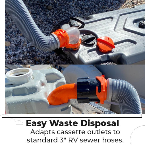 RV Sewage Adapter for Cassettes and Portable Toilets