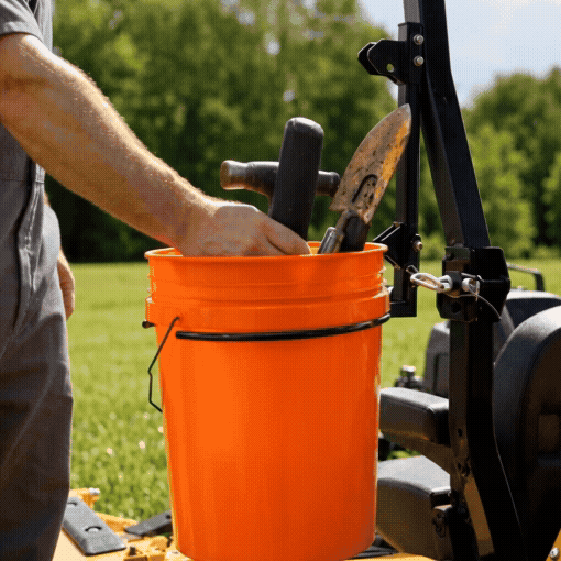 6-Way Clamp-On Universal Tractor Mower 5-Gallon Bucket Holder