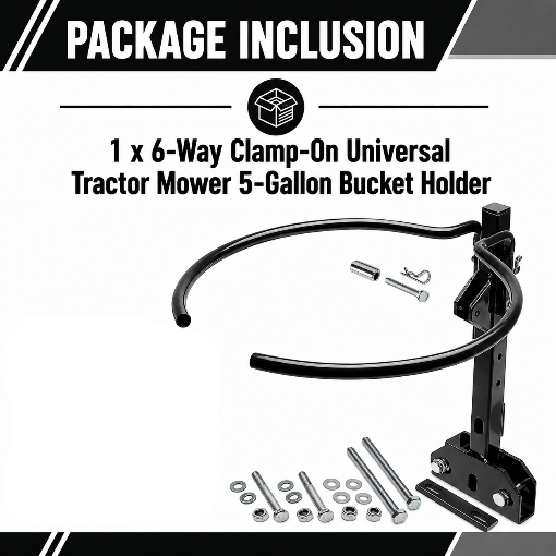 6-Way Clamp-On Universal Tractor Mower 5-Gallon Bucket Holder