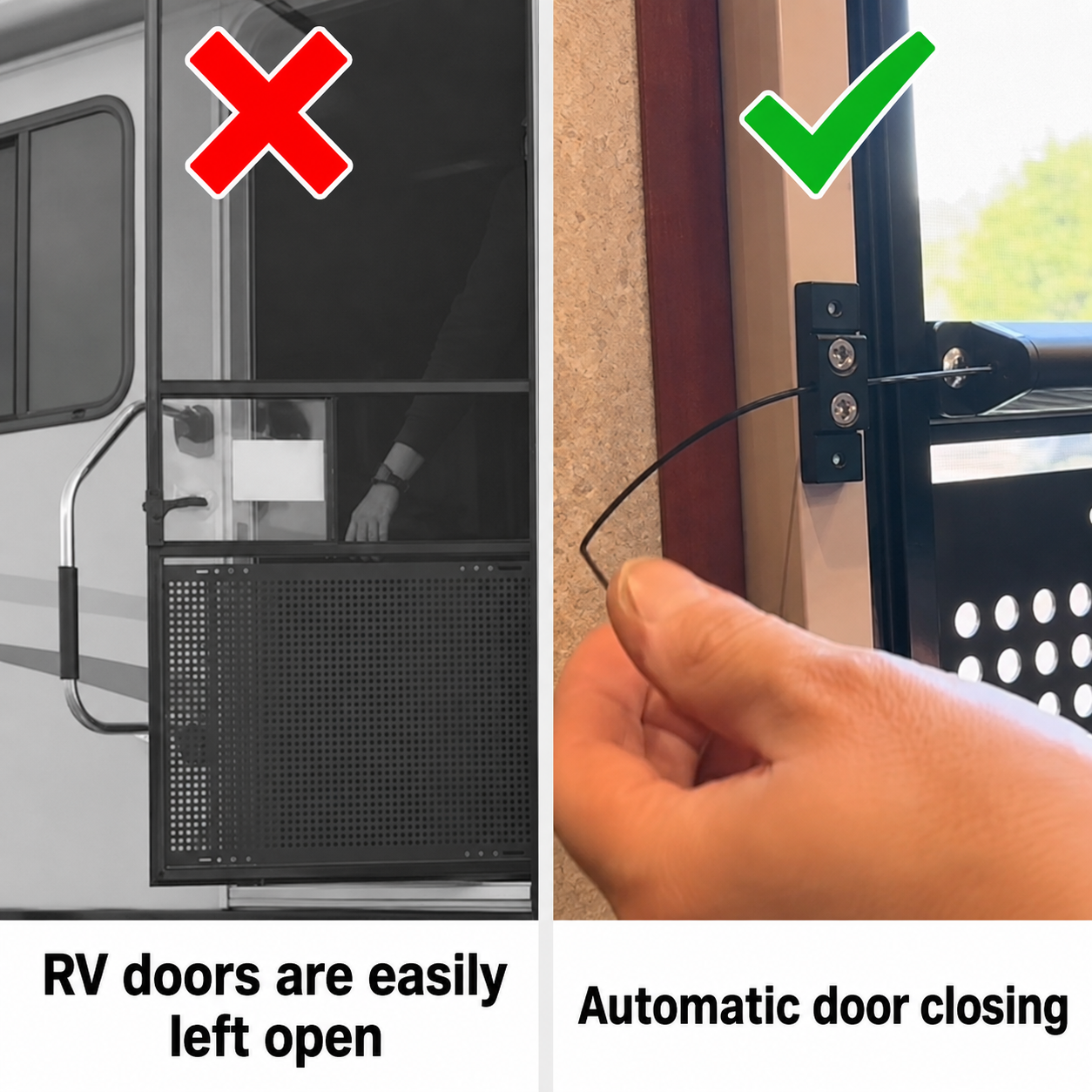 17-inch Universal Fit Aluminum Automatic RV Screen Door Closer Kit