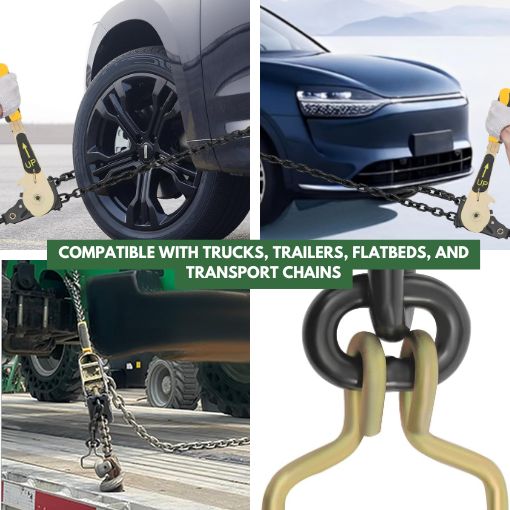 2-Pack 3/8"-1/2" Heavy Duty Ratcheting Chain Binder