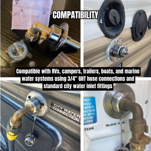 All Metal RV City Water Inlet Replacement Set