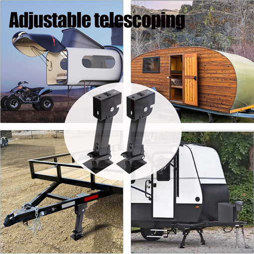 Extended RV Cargo Trailer Telescoping Swing Down Jacks
