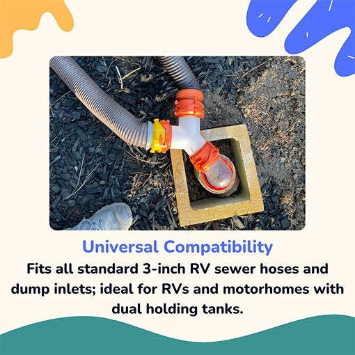 RV Wye Sewer Hose Fitting Adapter