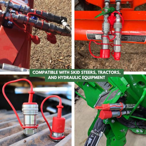 Flat Face ISO 16028 to Ag ISO 5675 Pioneer Style Hydraulic Quick Connect Coupler Adapter Set