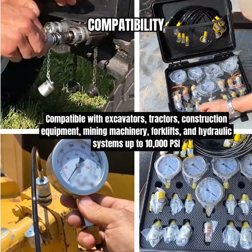 Hydraulic Pressure Test Kit with 5 Gauges