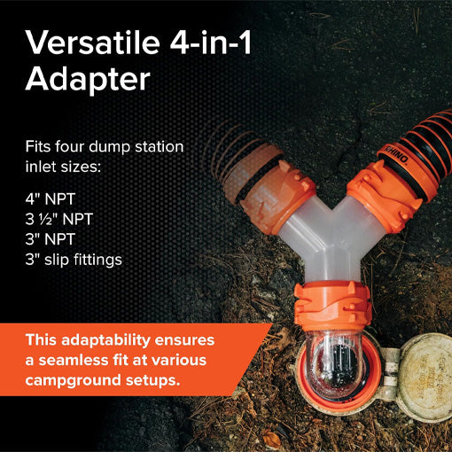 RV Sewer Hose Elbow with 4-in-1 Adapter