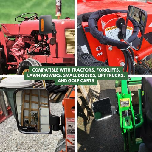 Universal Magnetic Side Mirrors for Tractors, Forklifts, Lawn Mowers