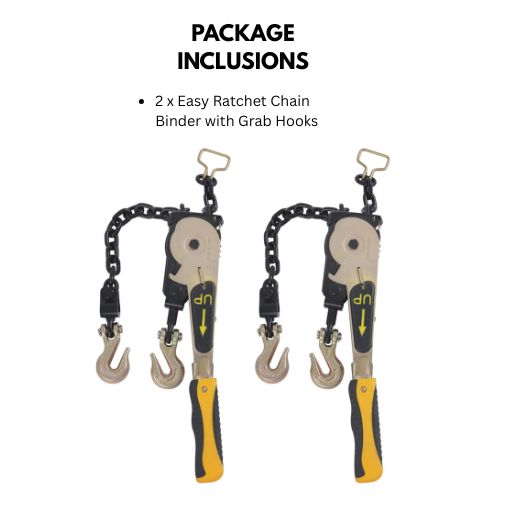 2-Pack Easy Ratchet Chain Binder with Grab Hooks