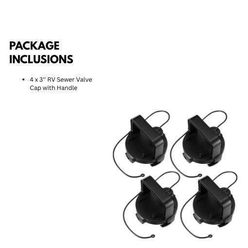 4-Pack 3'' RV Sewer Valve Cap with Handle
