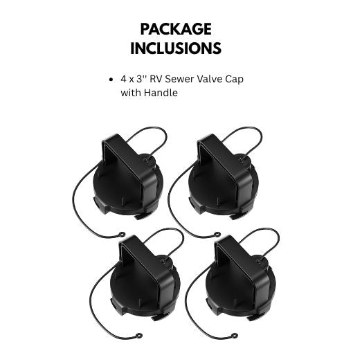 4-Pack 3'' RV Sewer Valve Cap with Handle