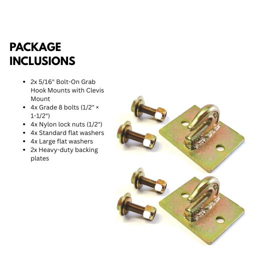 5/16in Bolt On Grab Hook Mount with Clevis Mount