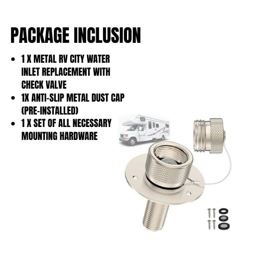 Metal RV City Water Inlet Replacement with Check Valve