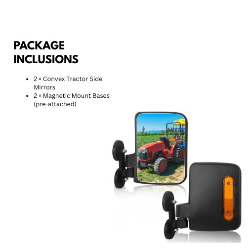 Universal Magnetic Side Mirrors for Tractors, Forklifts, Lawn Mowers