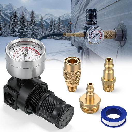 RV Winterization Blowout Kit with Pressure Regulator & Gauge