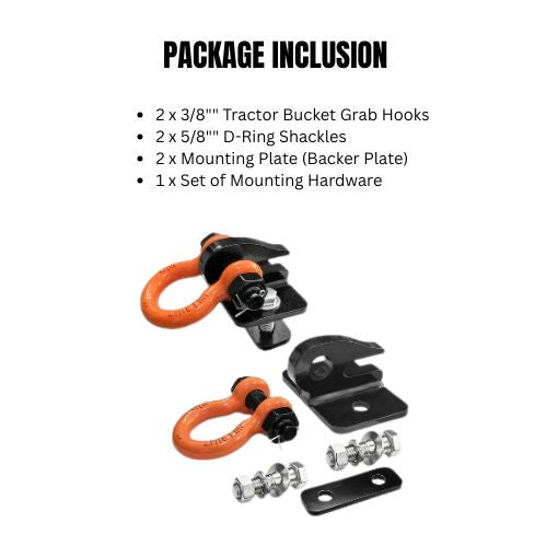 3/8 inch Tractor Bolt-on Bucket Hooks Clevis Mount
