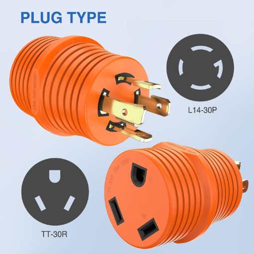 30A Heavy-Duty RV Power Adapter (Locking to Standard Plug)