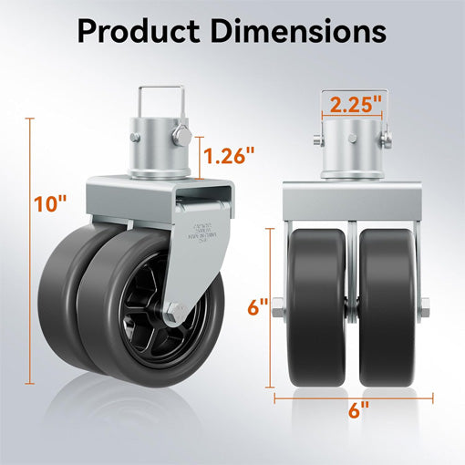 Heavy Duty Dual 6" Trailer Jack Swivel Caster