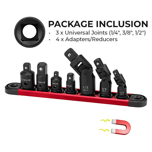7-Piece Impact Wobble U Joint & Adapter Set