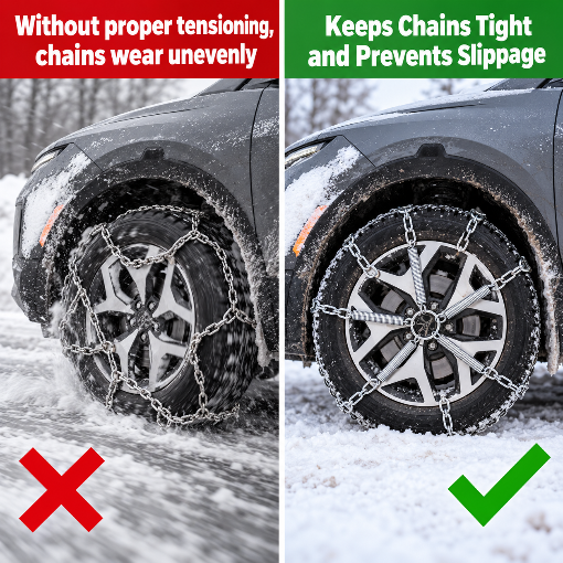 4-Pack Anti-Slip Tire Chain Tensioner