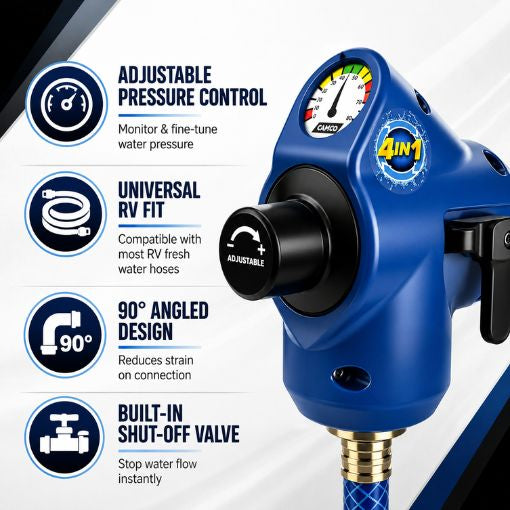 4-in-1 Adjustable RV Water Pressure Regulator
