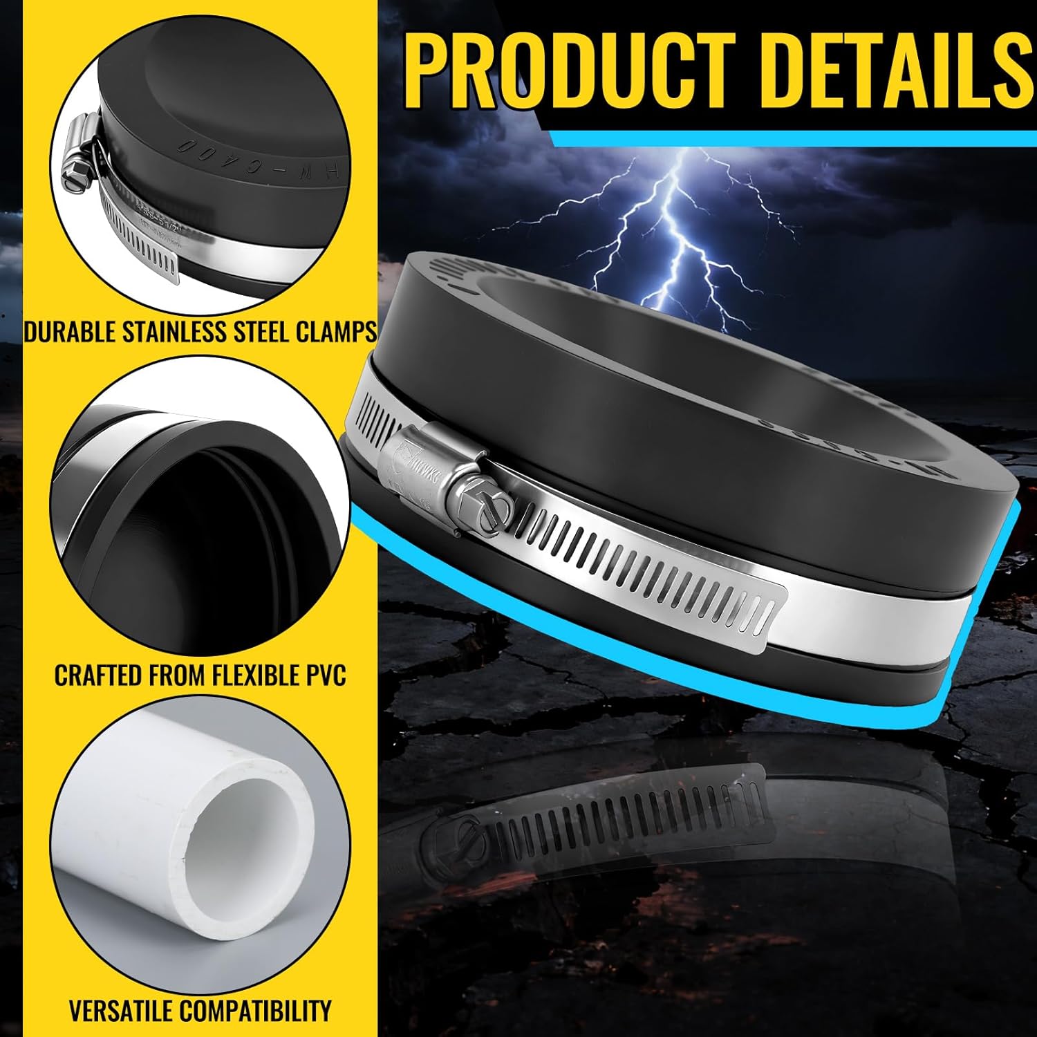 4" RV Sewer PVC Caps with Stainless Steel Clamps