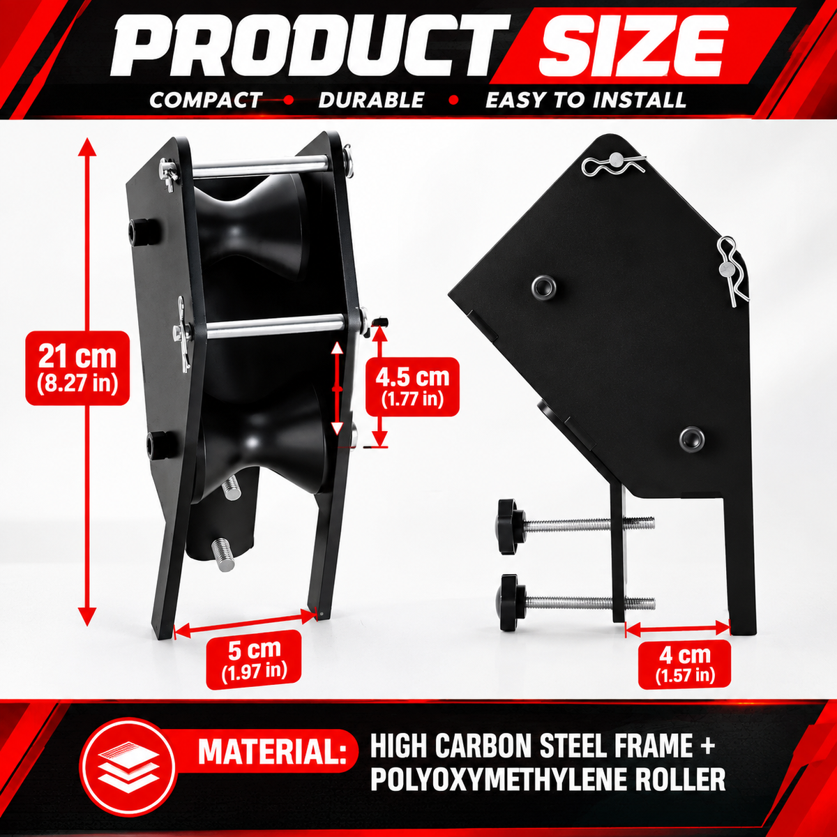 Well Pump Pulling Tool with POM Roller & Removable Side Rails